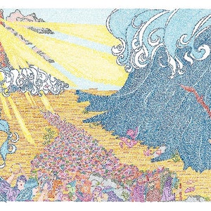 Parting of the Red Sea - Entire Book of Exodus print or giclee Moses parting the sea Israel art Bible Calligraphy  ים סוף