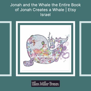 May include: A colorful illustration of a whale with intricate details, including a variety of patterns and textures. The whale is swimming in the ocean, with bubbles coming out of its blowhole. The text "ellenmillerbraun" is visible in the lower left corner of the image.
