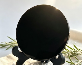 Personalized Black Obsidian Mirror, Crystal Decor Gift, Meditation Mirror, Housewarming Gift, Spiritual Home Decor
