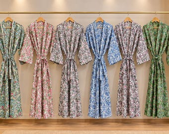 Bawełniane kimono, kwiatowy szlafrok, świąteczny prezent dla niej, odzież domowa dla druhen, narzutka plażowa w stylu boho