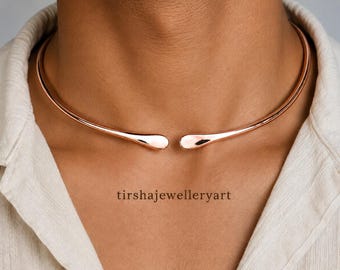 Collana girocollo in rame massiccio puro, collana girocollo in rame fatta a mano, gioiello regalo per anniversario,