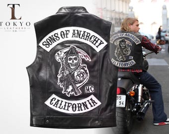 Gilet di Jax Teller dei Sons of Anarchy, costume da motociclista Reaper California dei SAMCRO