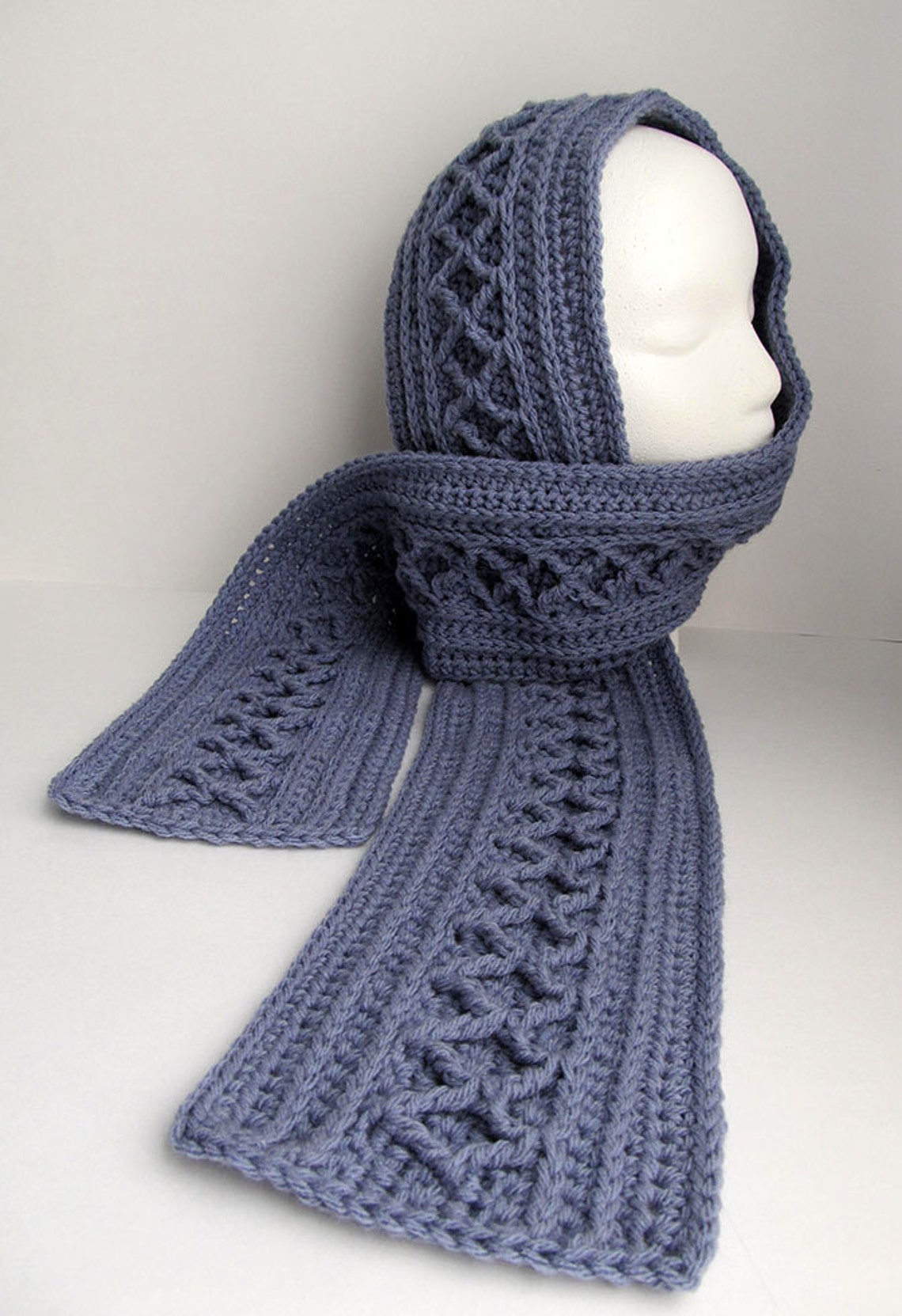 Crochet Scarf Pattern Diamond Cable Scarf Long Scarf to Etsy