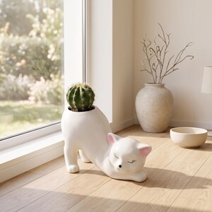 Sukkulenten-Pflanzgefäß in Katzenschwanzform, niedlicher Katzenblumentopf, Kaktus-Pflanztopf, Tier-Pflanzgefäß, Balkon- und Gartendekoration, Geschenk für Katzenliebhaber, Schreibtisch-Pflanzgefäß