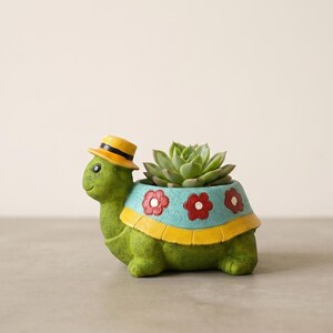 Cute Turtle Succulent Planter, Small Animal Flower Pot, Turtle Plant Pot, Mini Garden Decor, Indoor Succulent Holder, Desk Planter Gift