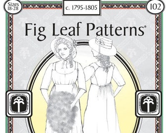 Fig Leaf Patterns 102 Dress with small train, c.1795 - 1805, sizes 18 to 28