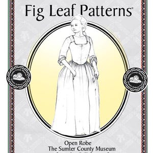 Vestido con estampado de hojas de higuera 101, tallas 08 a 18, c. 1771-1785