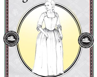 Fig Leaf Patterns 101 Gown c1771-1785,  sizes 18 to 28, updated 2019