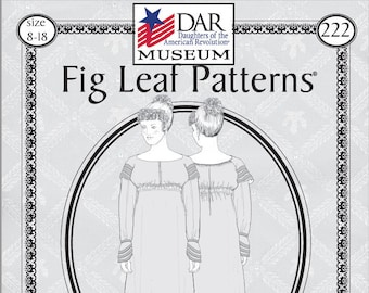 Fig Leaf Patterns® 222 Blue Silk Crepe Gown, c. 1818-1820, size 8-18