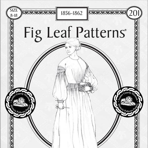 Fig Leaf Patterns 201, Day Dress, 1856-1862, 08-18