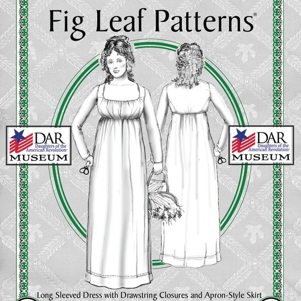 Fig Leaf Patterns 103, Apron Front Dress, c.1799, size 18-28