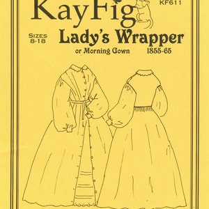 KF611 Wrapper or Morning Gown, c. 1855-65, Sizes 08 to 18