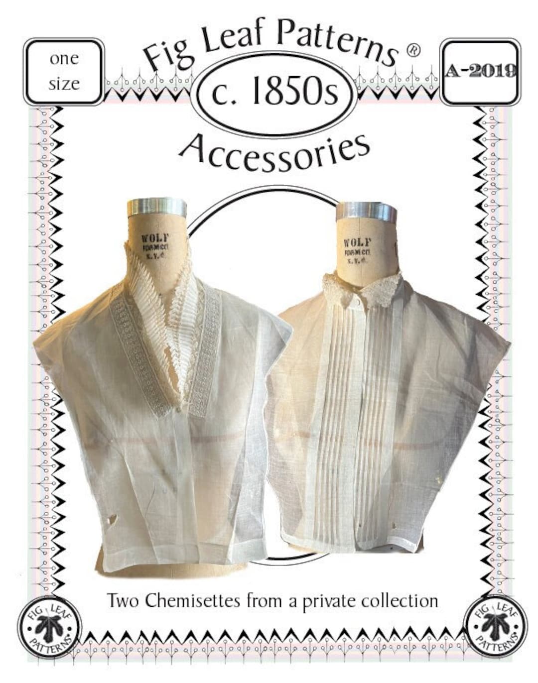 Fig leaf patterns accessories a 2019 two chemisettes 1850s etsy