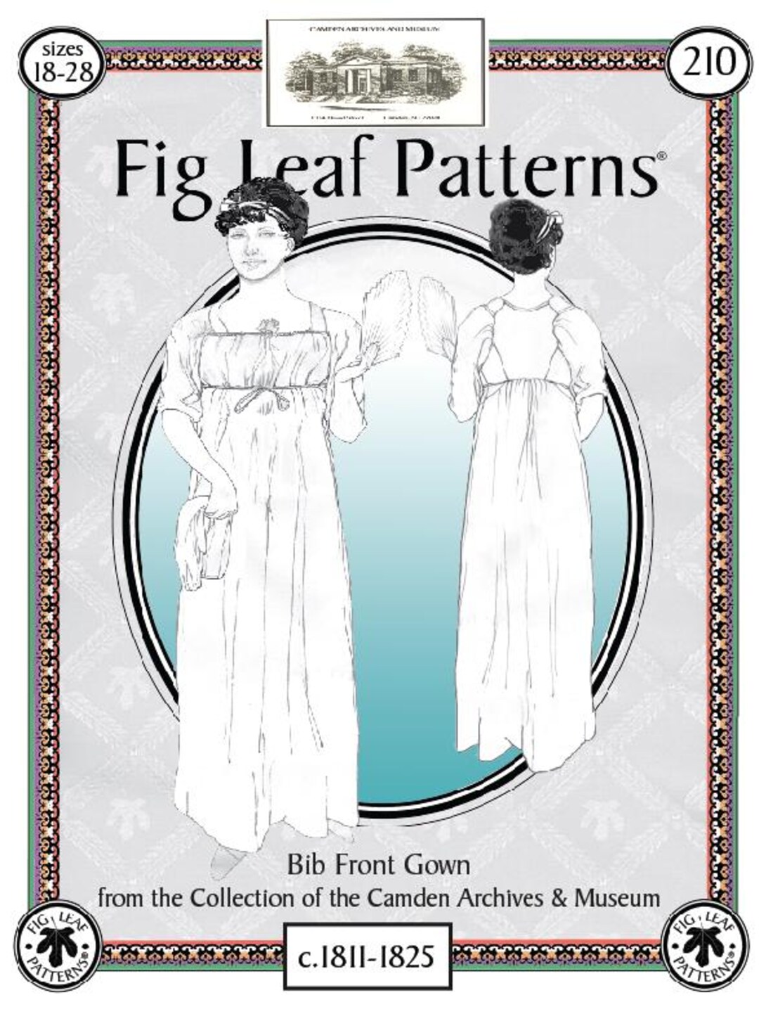 Fig Leaf Patterns® 210: Bib Front Gown C. 1811-1825 Size 18