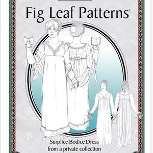 Feigenblatt Muster® 214 Surplice Mieder Kleid, c. 1810-1815, Größe 18-28