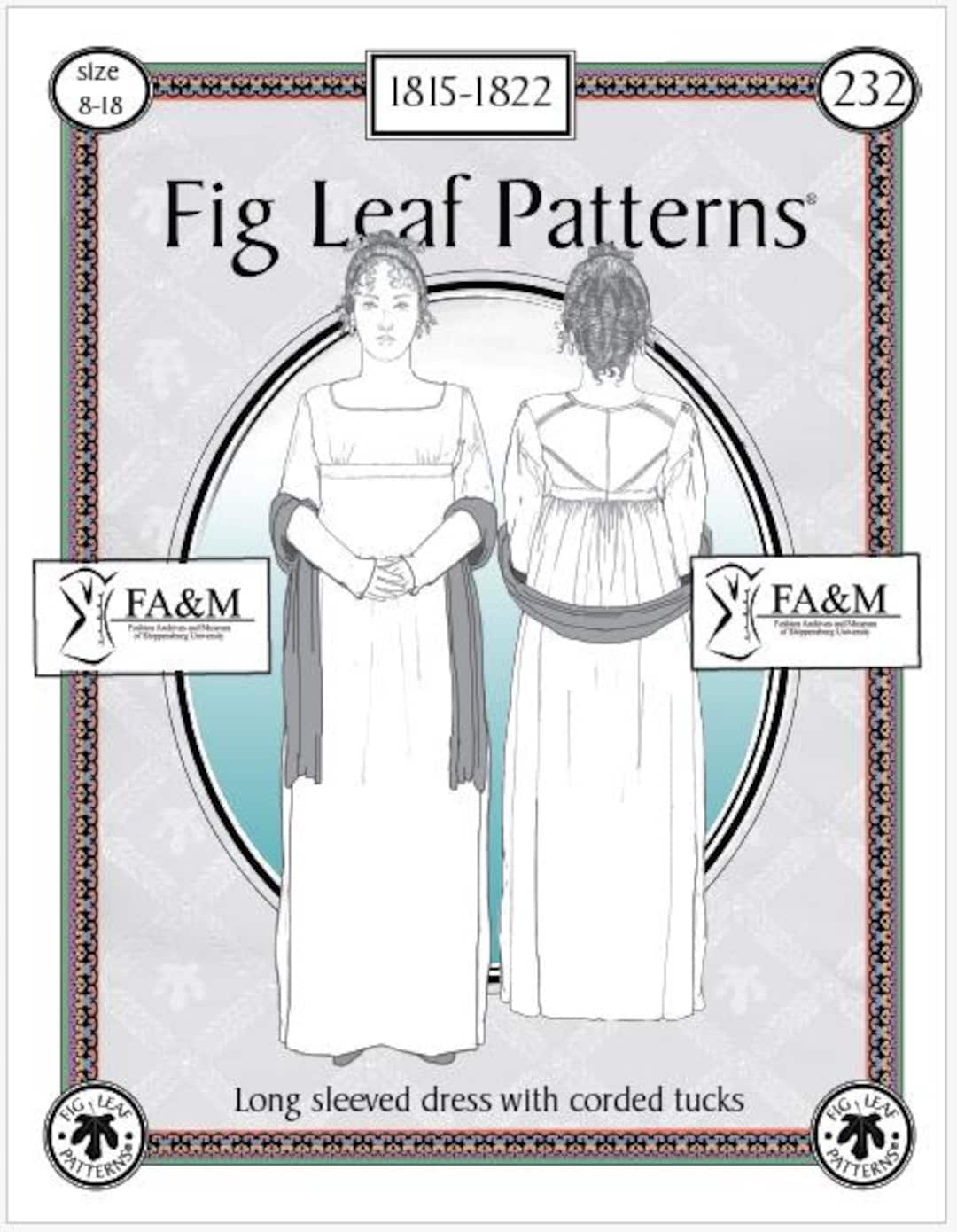 FLP® 232, Size 8-18: Long Sleeve Dress With Corded Tucks, C. 1815-1822 ...