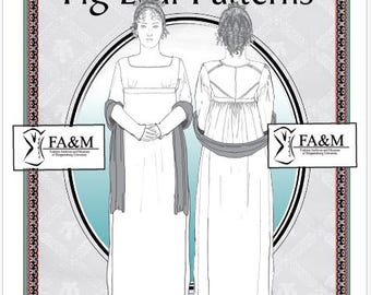 FLP® 232, size 8-18: Long Sleeve Dress with Corded Tucks, c. 1815-1822