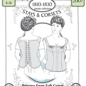 イチジクの葉模様207、サイズ8～18：プリンセスシームソフトコルセット、1810～1830年代頃