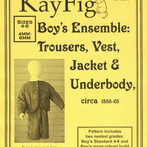 KayFig 681 Boy's Ensemble: Trousers, Vest, Jacket & Underbody, c. 1855-65