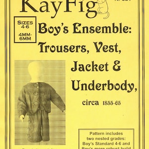 KayFig 681 Boy's Ensemble: Trousers, Vest, Jacket & Underbody, c. 1855-65