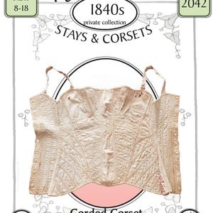 イチジクの葉模様 2042：コード付きコルセット 1842年頃、サイズ8～18