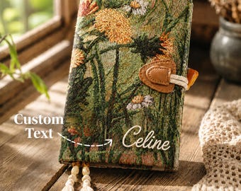 Personalized Embroidered Journal Cover,Custom Notebook Cover,A5 B6 Book Sleeve,Embroidered Planner Cover,Custom Name Journal,Book Lover Gift