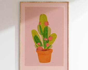 Flowering Cactus on Pot Art Print