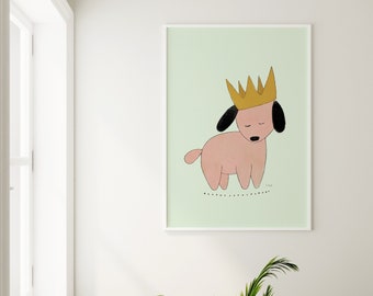 Cute Dog with Crown Art Print