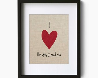 Cita personalizada del Día de San Valentín I (corazón) el día que te conocí impresión de San Valentín - Te amo impresión de arte personalizada