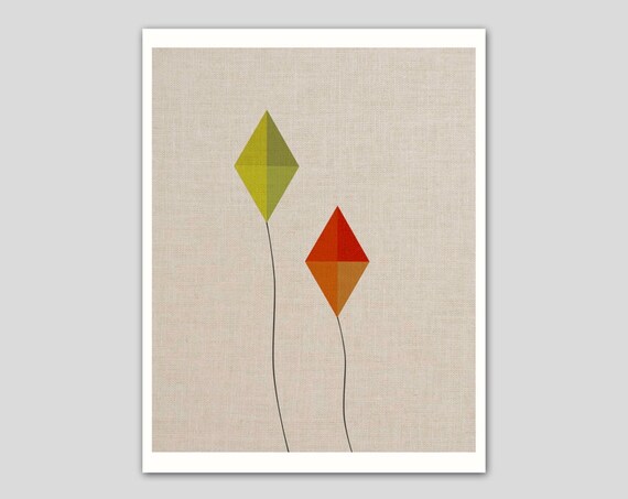 Giclee Art Print Tiny wind-floating flowers pattern design on faux linen