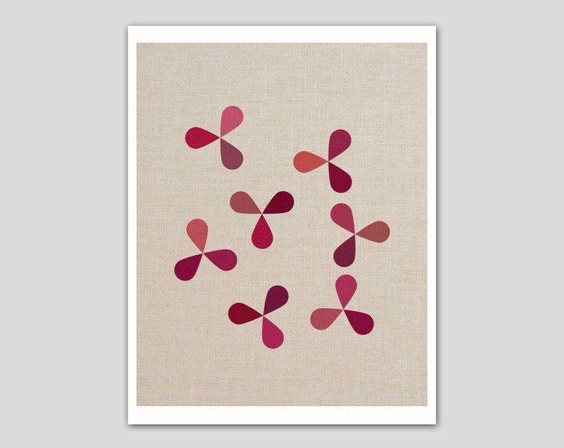 Giclee Art Print Tiny wind-floating flowers pattern design on faux linen