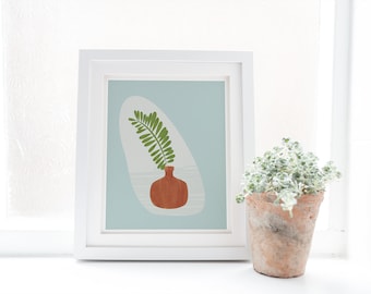 Small Vase with Leaflets Abstract Minimal Art Print