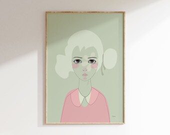 Cute girl illustration art print