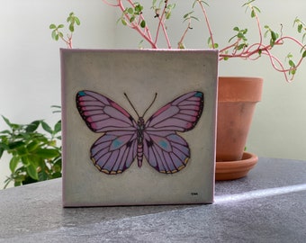 Original Acrylic Painting Small 5x5 Canvas Butterfly Art