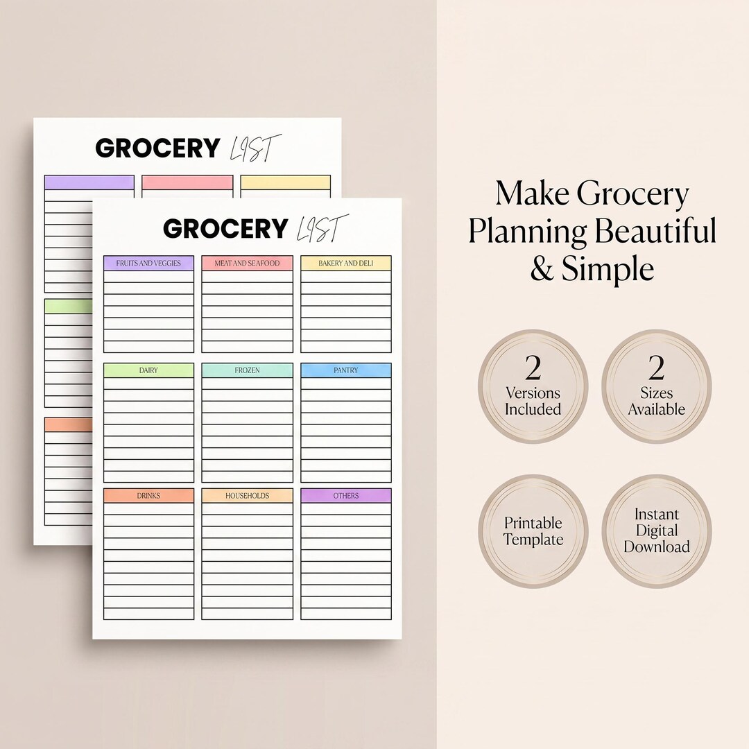 Editable Grocery List Canva Template | Printable Shopping List | Weekly ...
