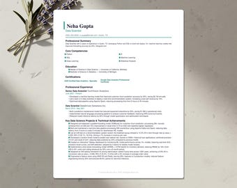 Data Scientist Resume Template Bundle | ATS-Friendly CV, Cover Letter & References | Word, Google Docs, Canva | US Letter and A4 | Download