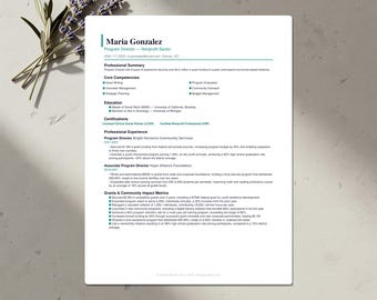 Nonprofit Resume Template Bundle | ATS-Friendly CV, Cover Letter & References | Word, Google Docs, Canva | US Letter and A4 | Download