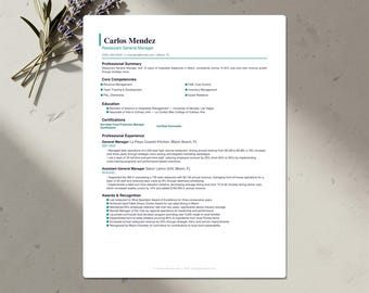Hospitality Resume Template Bundle | ATS-Friendly CV, Cover Letter & References | Word, Google Docs, Canva | US Letter and A4 | Download