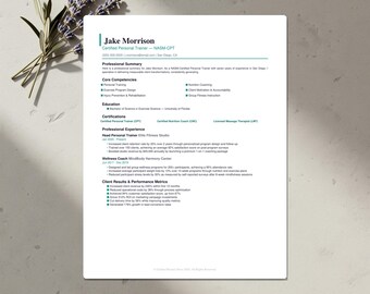 Fitness Wellness Resume Template Bundle | ATS-Friendly CV, Cover Letter & References | Word, Google Docs, Canva | US Letter and A4 |Download