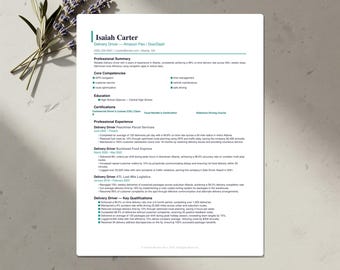 Delivery Driver Resume Template Bundle | ATS-Friendly CV, Cover Letter & References | Word, Google Docs, Canva | US Letter and A4 | Download