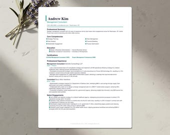Consultant Resume Template Bundle | ATS-Friendly CV, Cover Letter & References | Word, Google Docs, Canva | US Letter and A4 | Download