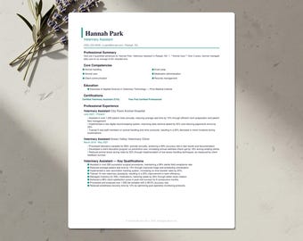 Veterinary Resume Template Bundle | ATS-Friendly CV, Cover Letter & References | Word, Google Docs, Canva | US Letter and A4 | Download