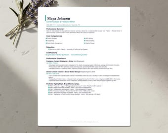 Freelancer Resume Template Bundle | ATS-Friendly CV, Cover Letter & References | Word, Google Docs, Canva | US Letter and A4 | Download