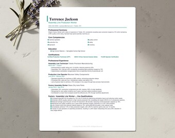 Factory Worker Resume Template Bundle | ATS-Friendly CV, Cover Letter & References | Word, Google Docs, Canva | US Letter and A4 | Download