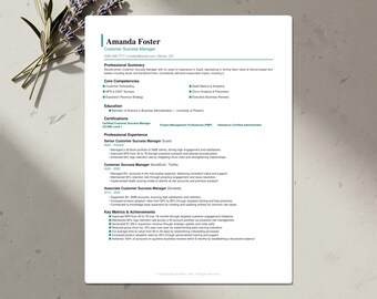 Customer Success Resume Template Bundle | ATS-Friendly CV, Cover Letter & References | Word, Google Docs, Canva | US Letter and A4 |Download