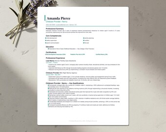 Childcare Provider Resume Template Bundle | ATS-Friendly CV, Cover Letter & References | Word, Google Docs, Canva |US Letter and A4|Download