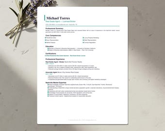 Real Estate Agent Resume Template Bundle | ATS-Friendly CV, Cover Letter & References | Word, Google Docs, Canva | US Letter and A4|Download