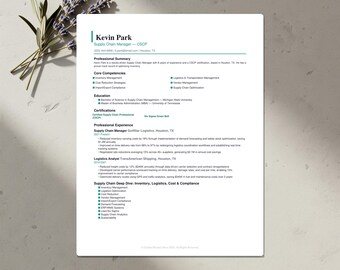 Supply Chain Resume Template Bundle | ATS-Friendly CV, Cover Letter & References | Word, Google Docs, Canva | US Letter and A4 | Download