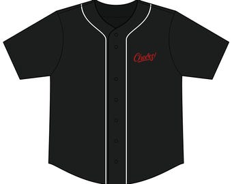 Red Script Logo Baseball Jersey