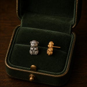 Otter Stud Earrings, Sterling Silver Animal Earrings, Vintage Woodland Jewelry, 18K Gold Plated Option